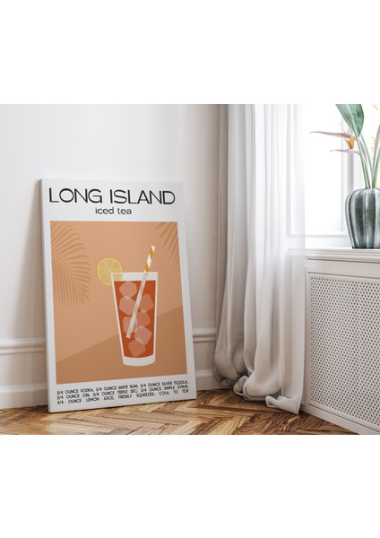 Long Island Iced Tea Kokteyl Minimalist Kanvas Tablo - Cafe Dekor - Salon Mutfak Için Duvar Dekoru