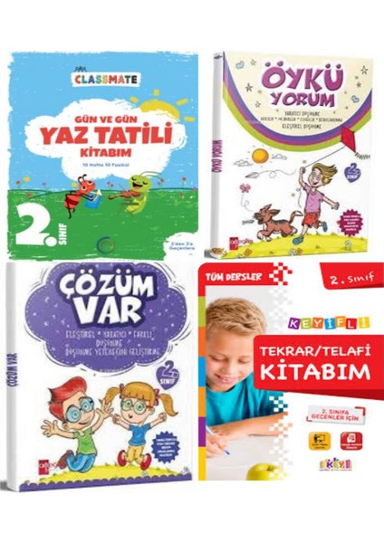 Okyanus Yayınları 2. Sınıf Gün ve Gün Yaz Tatili Kitabım +Öykü Yorum+Çözüm Var ve Telafi Tekrar Kitabım