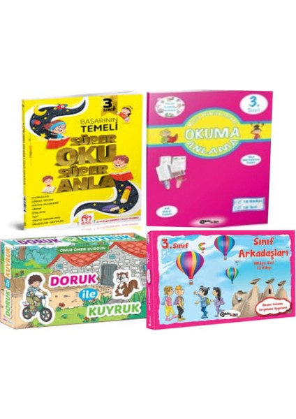 3. Sınıf Süper Oku Anla + Sınıf Arkadaşları Hikaye Seti + Doruk ile Kuyruk ve Okuma Anlama Kitabı