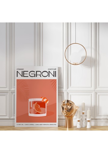 Negroni Kokteyl Minimalist Kanvas Tablo - Cafe Dekor - Salon Mutfak Için Duvar Dekoru