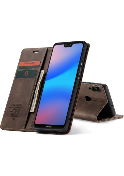 Huawei P20 Lite Için Flip Case Vintage Pu Deri Cüzdan Flip Folio Kitap (Yurt Dışından)