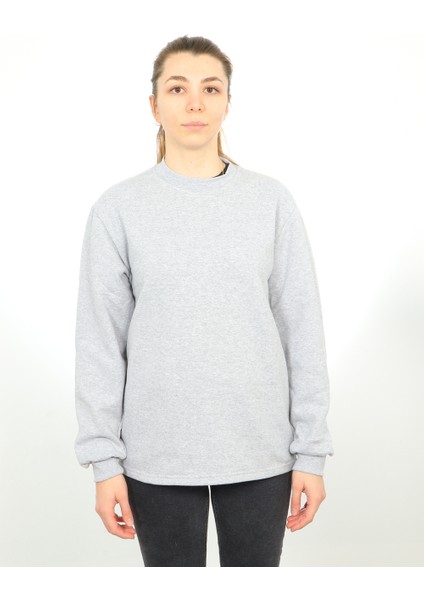 Sıfır Yaka Sweatshirt Unisex Gri 1003PGSTDGRY