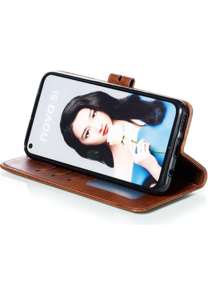 Cüzdan Kılıf Için Huawei P20 Lite 2019 Kart Tutucu Manyetik Kapatma Kabartmalı (Yurt Dışından)