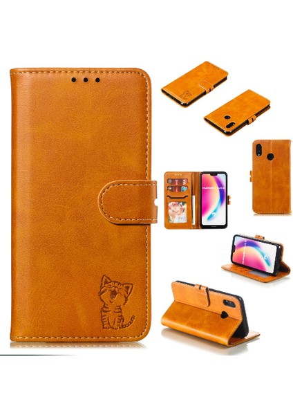 Huawei P20 Lite Için Cüzdan Durumda Tüm Yuvarlak Koruma Kabartmalı Kart Tutucu (Yurt Dışından)