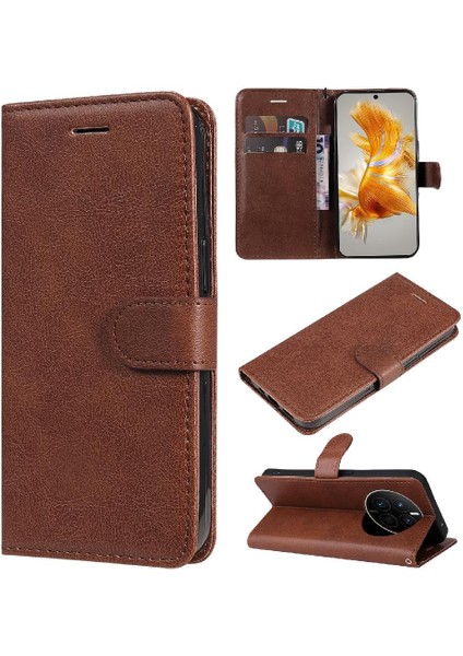 Kart Yuvası Yüksek Telefon ile Huawei Mate 50 Klasik Düz Renk Için Flip Case (Yurt Dışından)
