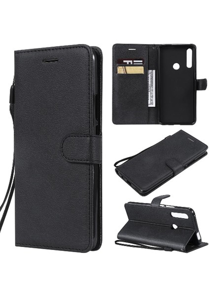 Huawei Y9 Başbakan 2019 Için Flip Case Yüksek Kalite Deri Klasik Katı Kılıf (Yurt Dışından)