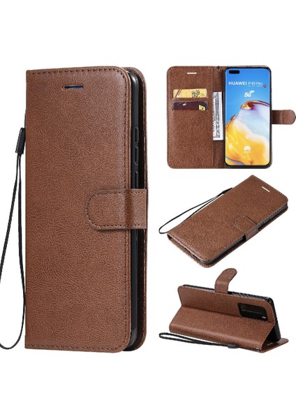 Huawei P40 Pro Klasik Düz Renk ile Yüksek Kaliteli Deri Flip Case (Yurt Dışından)