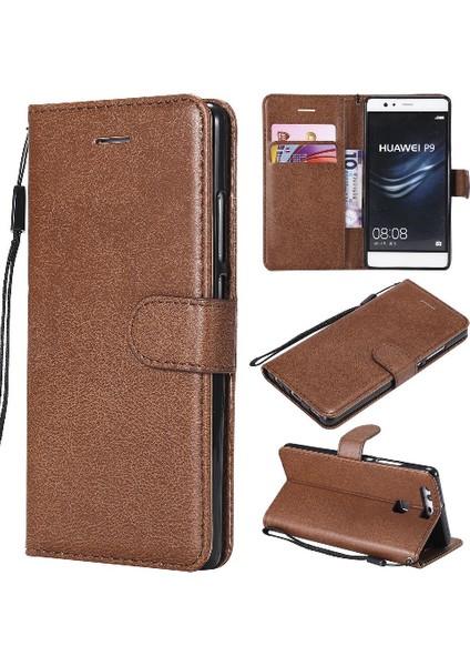 Huawei P9 Klasik Düz Renk Yüksek Kaliteli Deri Iş Için Flip Case (Yurt Dışından)