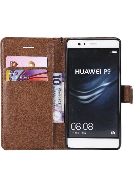 Huawei P9 Klasik Düz Renk Yüksek Kaliteli Deri Iş Için Flip Case (Yurt Dışından)