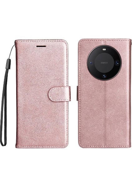 Huawei Mate 60 Pro Için Flip Case Yüksek Kalite Deri Klasik Düz Renk (Yurt Dışından)