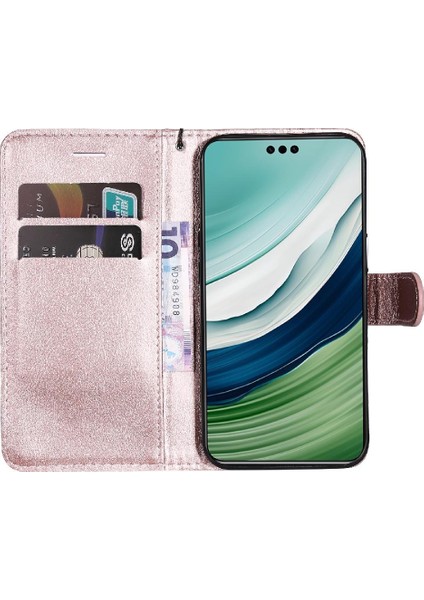 Huawei Mate 60 Pro Için Flip Case Yüksek Kalite Deri Klasik Düz Renk (Yurt Dışından)