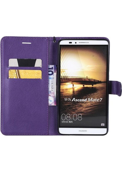 Huawei Mate 7 Için Flip Case Iş Cüzdan Telefon Kılıfı Klasik Düz Renk (Yurt Dışından) indirimleri