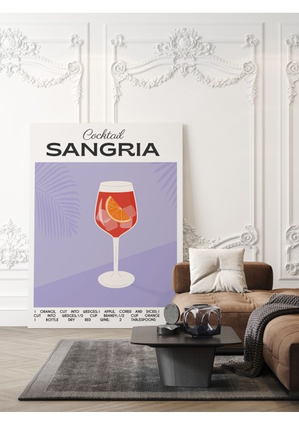 Sangria Kokteyl Minimalist Kanvas Tablo - Cafe Dekor - Salon Mutfak Için Duvar Dekoru