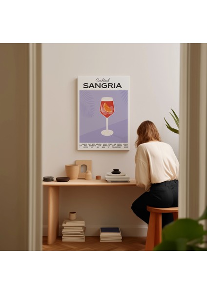 Sangria Kokteyl Minimalist Kanvas Tablo - Cafe Dekor - Salon Mutfak Için Duvar Dekoru