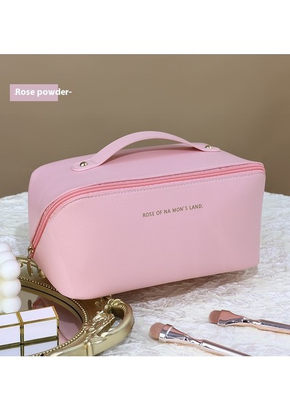 Pu Yastık Kozmetik Çantası Taşınabilir Seyahat Büyük Kapasiteli Yıkama Çantası Masaüstü Kozmetik Dağıtım Saklama Çantası (Yurt Dışından)