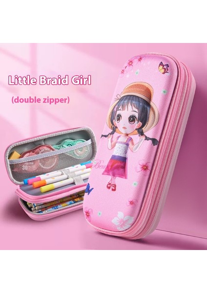 ZHOUHUAN3SHOP Yeni Çift Katmanlı 3D Kırtasiye Kutusu Ilkokul Öğrencileri Büyük Kapasiteli Kırtasiye Çantası (Yurt Dışından)