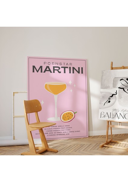 Martini Kokteyl Minimalist Kanvas Tablo - Cafe Dekor - Salon Mutfak Için Duvar Dekoru