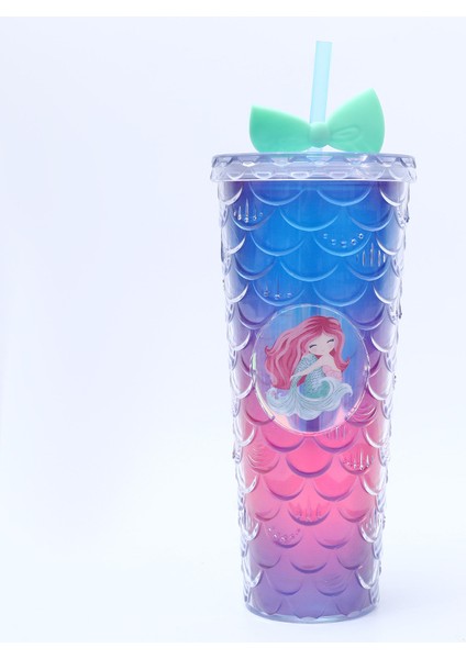 Yaz Denizkızı Degrade Plastik Su Bardağı Açık Taşınabilir Balık Pulu Hasır Bardak (Yurt Dışından)