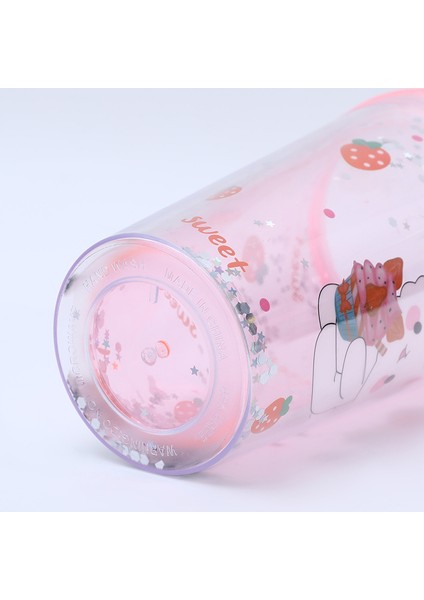Sevimli Karikatür Taşınabilir Pipetli Bardak, Yaz Soğutmalı Plastik Bardak (Yurt Dışından)