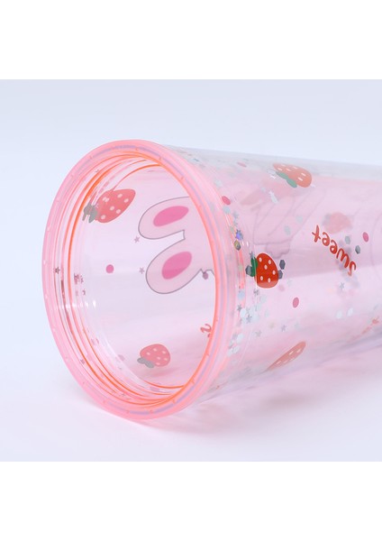 Sevimli Karikatür Taşınabilir Pipetli Bardak, Yaz Soğutmalı Plastik Bardak (Yurt Dışından)