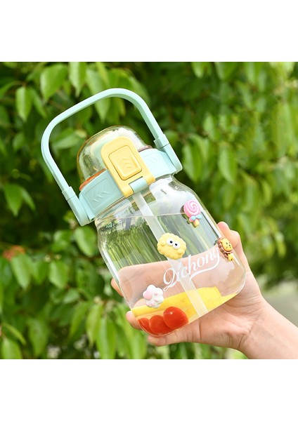 1000 ml Yaz Öğrenci Saman Su Şişesi Çocuk Açık Spor Büyük Kapasiteli Su Bardağı (Yurt Dışından)