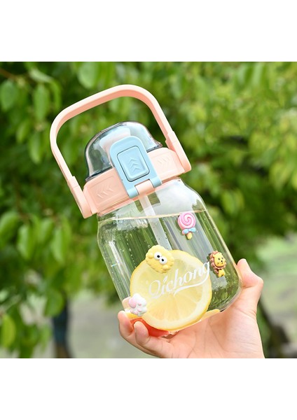 1000 ml Yaz Öğrenci Saman Su Şişesi Çocuk Açık Spor Büyük Kapasiteli Su Bardağı (Yurt Dışından)