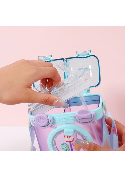 500 ml Öğrenci Yaratıcı Çamaşır Makinesi Tarzı Taşınabilir Çocuk Saman Plastik Su Şişesi Kayışlı (Yurt Dışından) fiyatları