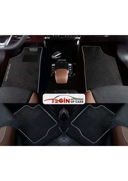 Renault Megane 1 Coupe 1996-2002 Prime Siyah Halı Gri Kenar Halı Paspas