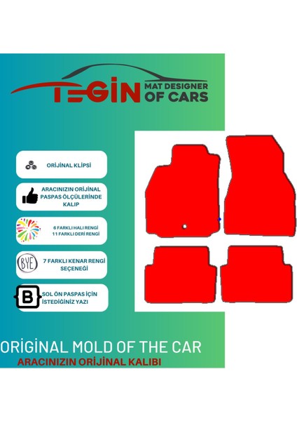 Renault Megane 2 2002-2008 Sedan Prime Siyah Halı Sarı Kenar Halı Paspas fiyatları