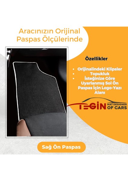 Honda Cvr 2 2002-2006 Prime Siyah Halı Beyaz Kenar Halı Paspas