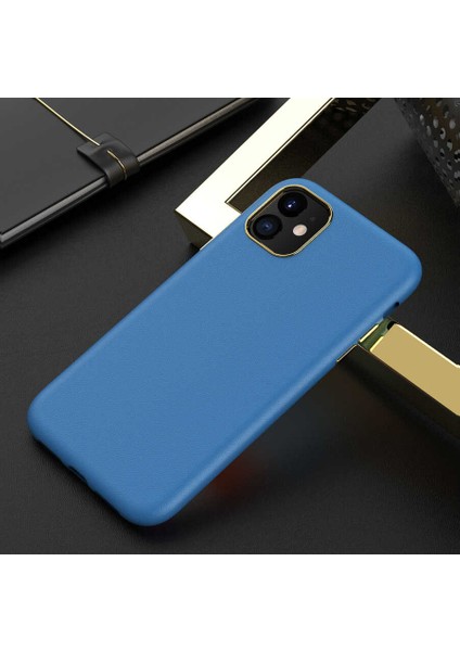 Iphone 11 Uyumlu Deri Görünümlü Metal Kamera Çıkıntılı Sert Natura Kapak