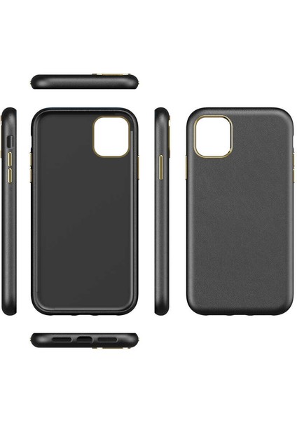 Iphone 11 Uyumlu Deri Görünümlü Metal Kamera Çıkıntılı Sert Natura Kapak modelleri