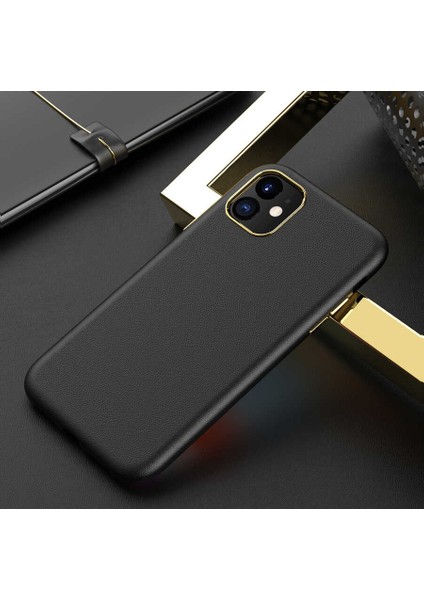 Iphone 13 Mini Uyumlu Deri Görünümlü Metal Kamera Çıkıntılı Sert Natura Kapak fiyatları