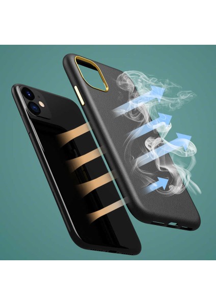 Iphone 13 Mini Uyumlu Deri Görünümlü Metal Kamera Çıkıntılı Sert Natura Kapak indirimleri