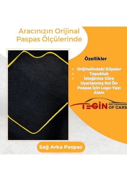 Honda Civic Fb-Fg 2012-2015 -Hatchback Siyah Halı Sarı Kenar Halı Paspas indirimleri