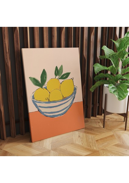 Limonlar Boho Sanatsal Kanvas Tablo - Salon Oturma Odası Mutfak Ofis Için Duvar Dekoru