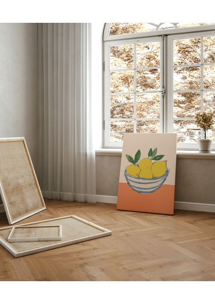 Limonlar Boho Sanatsal Kanvas Tablo - Salon Oturma Odası Mutfak Ofis Için Duvar Dekoru