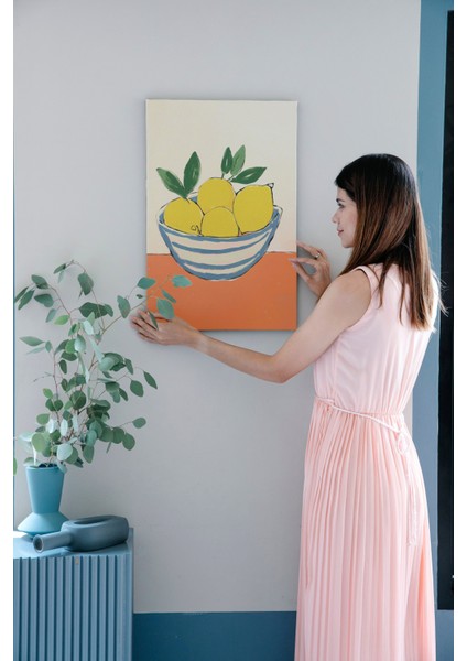 Limonlar Boho Sanatsal Kanvas Tablo - Salon Oturma Odası Mutfak Ofis Için Duvar Dekoru