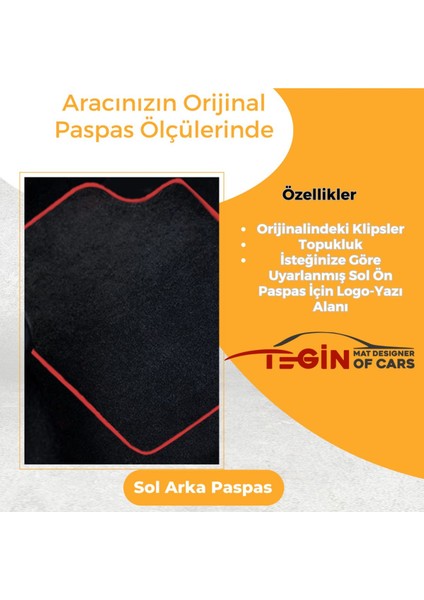 Renault Clio 5 2019+ Prime Siyah Halı Kırmızı Kenar Halı Paspas