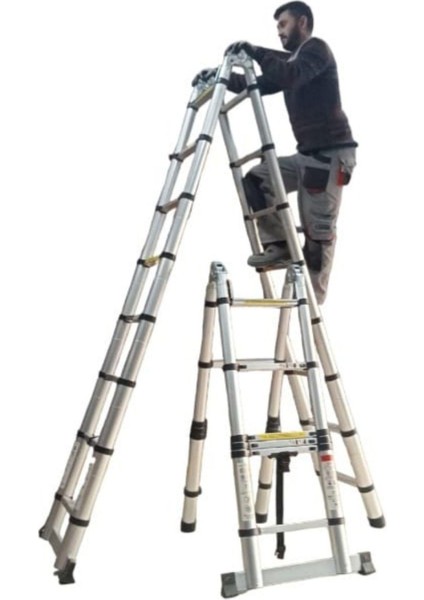 (2.8+2.8), 5,6 Metre,9+9 Basamak, 18 Basamak Çift Yönlü Teleskopik Merdiven fırsatları