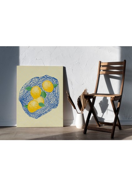 Limonlar Minimalist Sanatsal Kanvas Tablo - Salon Oturma Odası Mutfak Ofis Için Duvar Dekoru