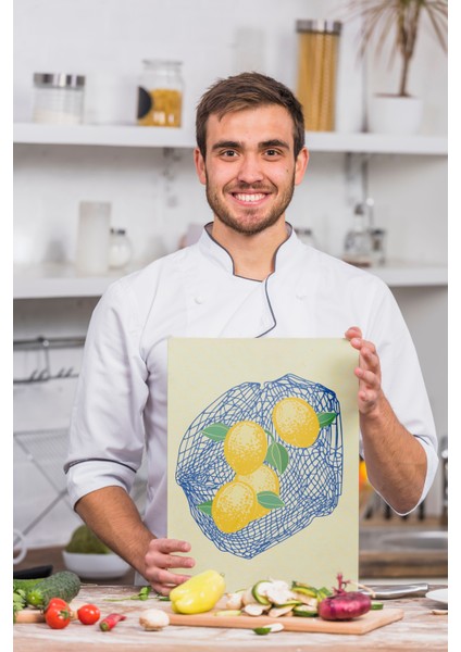 Limonlar Minimalist Sanatsal Kanvas Tablo - Salon Oturma Odası Mutfak Ofis Için Duvar Dekoru