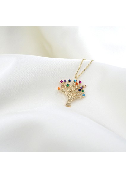 Renkli Taşlı Hayat Ağacı Kolye fiyatları