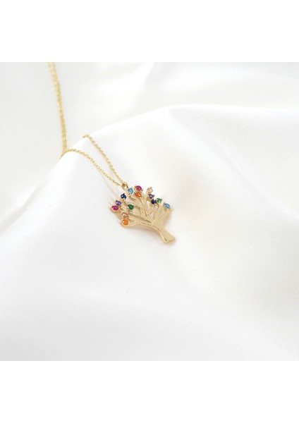 Renkli Taşlı Hayat Ağacı Kolye fırsatları