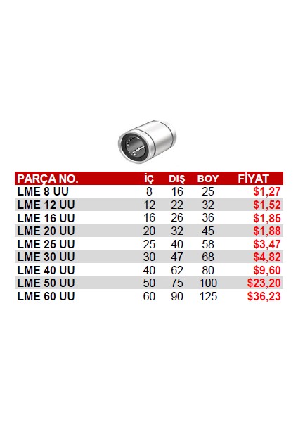 Lme 10 Uu Lineer Rulman