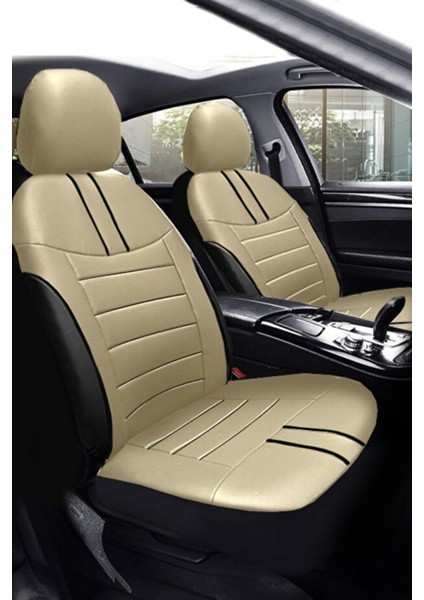 Mitsubishi L-200 Pickup 2011-2015 Aracınıza Uyumlu Koltuk Kılıfı Luxe Deri Bej Siyah