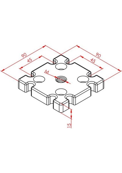 Pabuç Bağlantı Parçası 90X90 M16