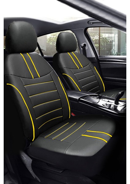 Chevrolet Aveo Sedan 2006-2011 Aracınıza Uyumlu Koltuk Kılıfı Luxe Deri Siyah Sarı