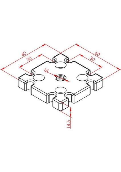 Pabuç Bağlantı Parçası 60X60 M12