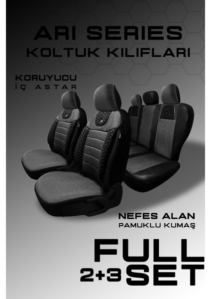 Opel Vectra C Kasa / Sedan 2004-2008 Aracınıza Uyumlu Koltuk Kılıfı Arı Binek Siyah